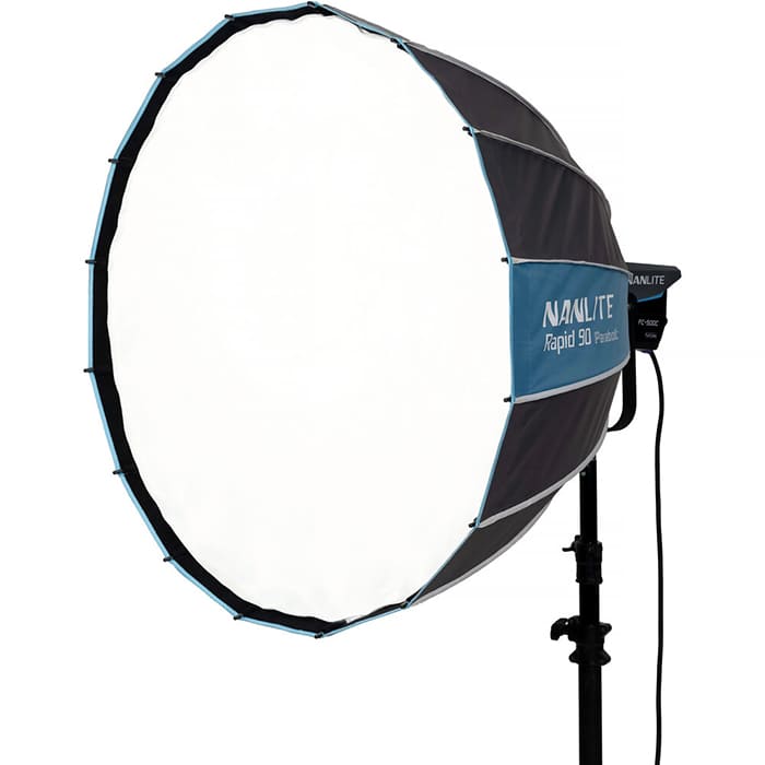 Softbox Nanlite Rapid Parabolic SB-RP90 được thiết kế với dạng parabolic sâu và 16 cạnh