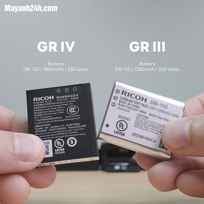 Ricoh GR IV cải tiến với pin DB-120 cho khả năng chụp tới 250 tấm