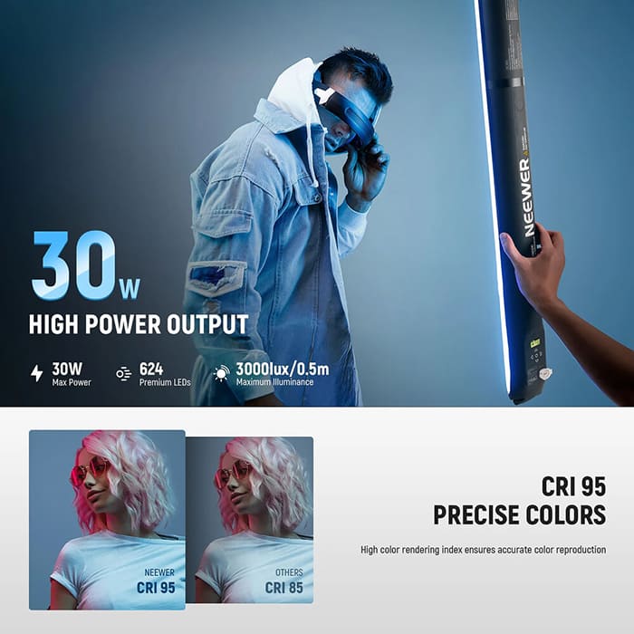 Neewer BASICS GC30C được trang bị 624 bóng LED với công suất tối đa 30W