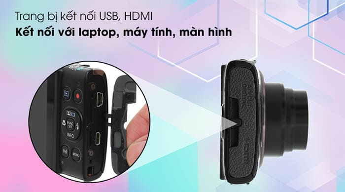 Cổng HDMI và USB tích hợp giúp kết nối nhanh chóng với máy tính, laptop hoặc màn hình lớn để trình chiếu