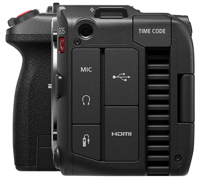 Canon C50 được thiết kế hướng đến trải nghiệm chuyên nghiệp với tay nắm trên tích hợp 2 cổng input XLR