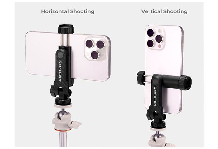 Kẹp điện thoại K&F Concept MS-12 là phụ kiện hỗ trợ quay chụp bằng smartphone