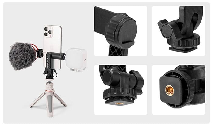 Kẹp điện thoại K&F Concept MS-12 tương thích với các smartphone có chiều rộng tối đa lên đến 90mm