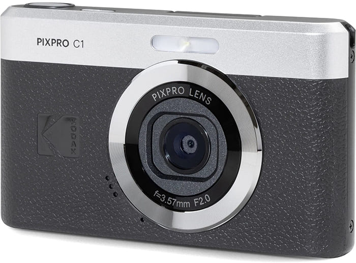 Kodak Pixpro C1 sở hữu ngoại hình gọn nhẹ, mang hơi hướng cổ điển đặc trưng của dòng digicam
