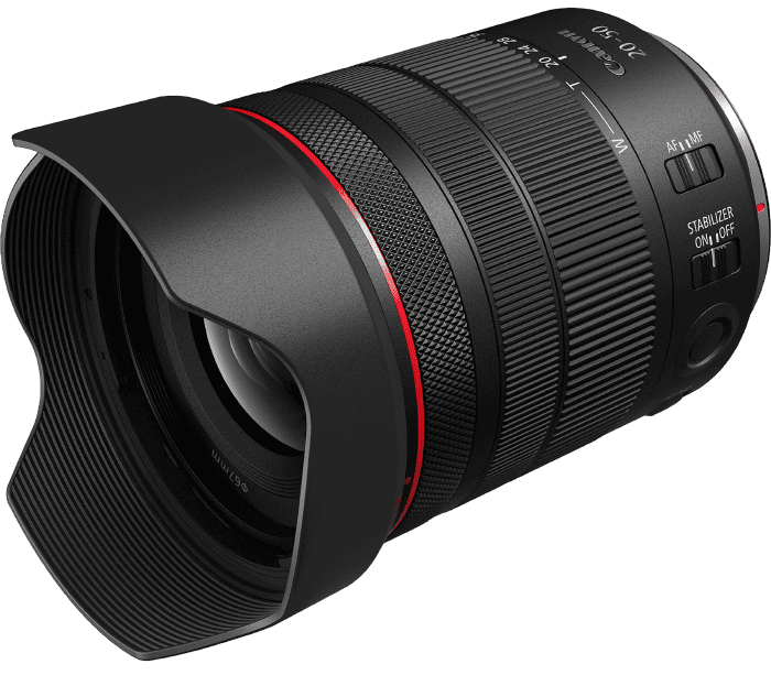 Điểm nổi bật đáng chú ý trên Canon RF 20-50mm F/4 L IS USM PZ là hệ thống power zoom tích hợp sử dụng motor nano USM kép