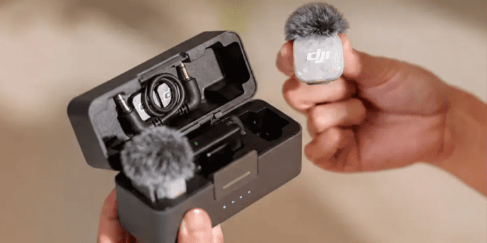 DJI Mic Mini 2S được xây dựng thành một hệ thống hoàn chỉnh gồm hai bộ phát TX, một bộ thu RX và hộp sạc