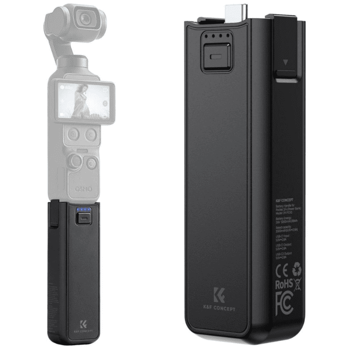 Tay Cầm Pin K&F CONCEPT KF28.0139 cung cấp nguồn năng lượng bổ sung cho DJI Osmo Pocket 3 và Pocket 4