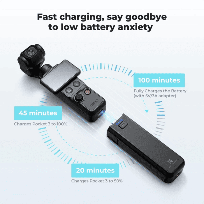 Tay cầm hỗ trợ sạc cho cả tay cầm và DJI Osmo Pocket 3 hoặc Pocket 4