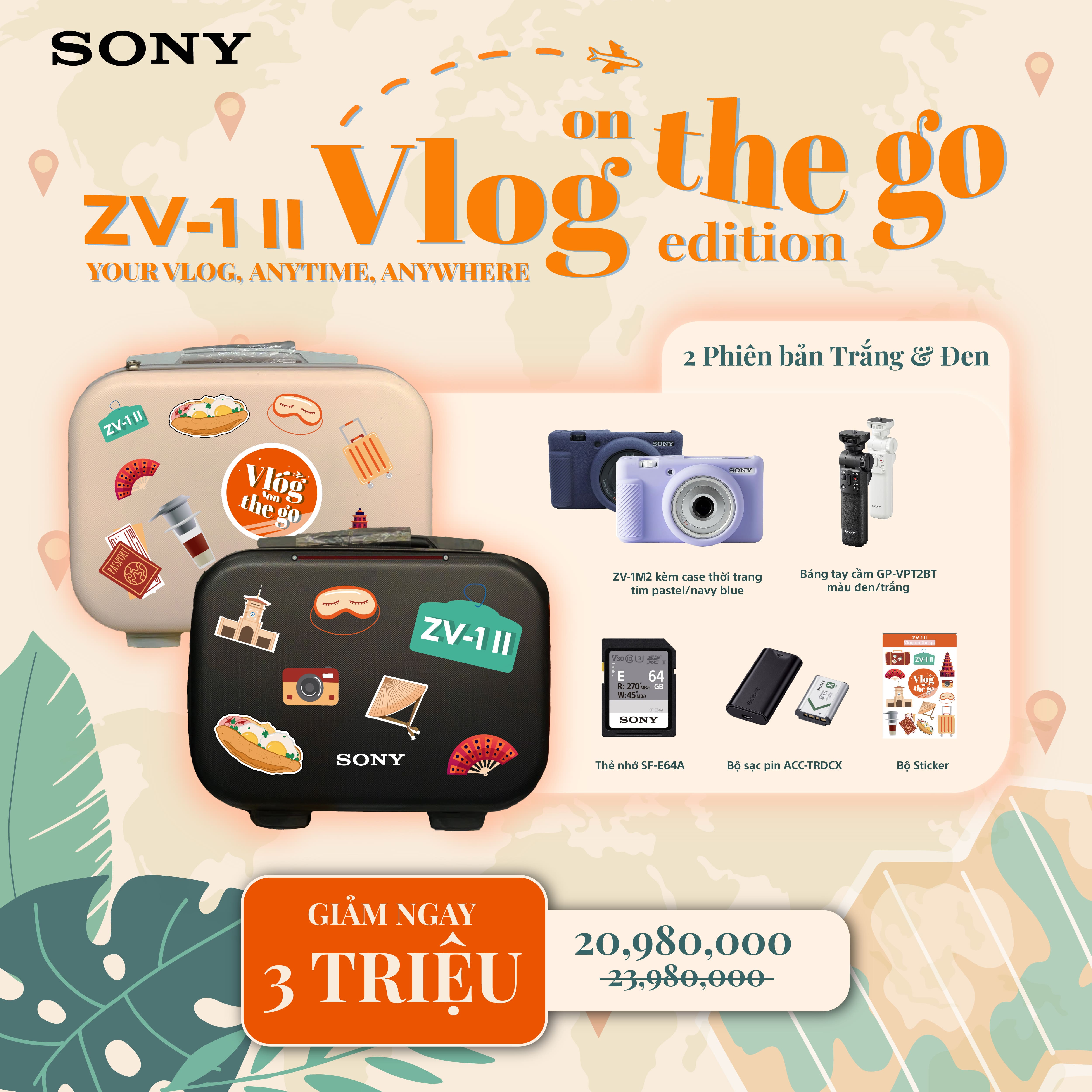 Bộ sản phẩm Sony ZV-1II Vlog on the Go Edition (Màu Trắng)