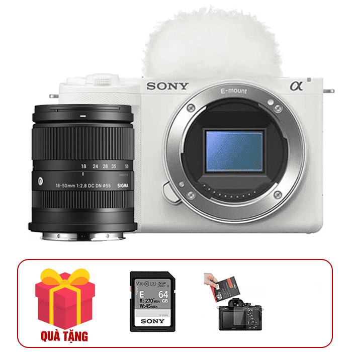 Sony ZV-E10 Mark II (Trắng) Sigma 18-50mm F/2.8 DC DN, Mới 100% (Chính Hãng)
