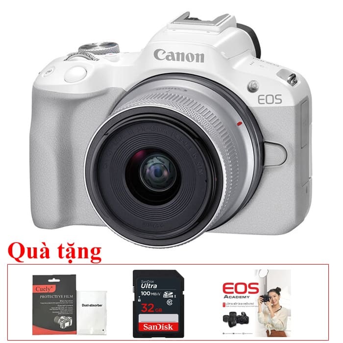 Canon EOS R50 Kit 18-45mm, Mới 100% - Màu trắng (Chính hãng Canon)