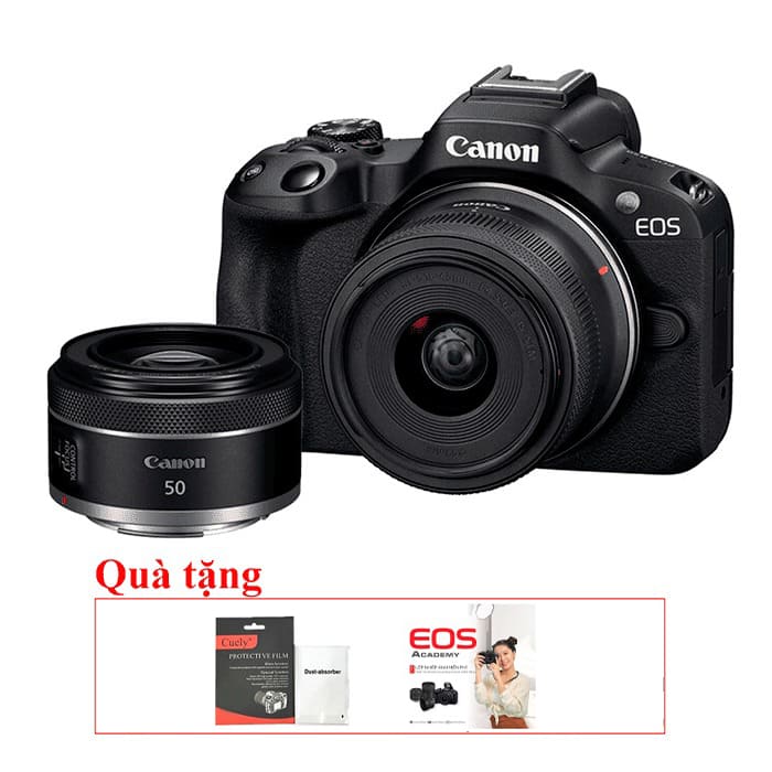Canon EOS R50 Kèm Kit 18-45mm RF 50mm f/1.8 STM (Đen), Mới 100% (Chính Hãng)