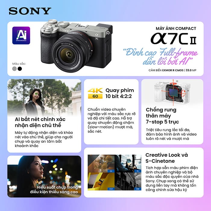 Sony A7C Mark II (Alpha 7CM2) Chính hãng, giá tốt