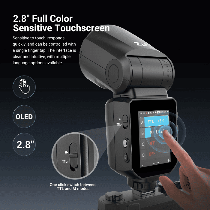 Đèn được tích hợp hệ thống điều khiển không dây 2.4G với khả năng hoạt động ở chế độ Master hoặc Slave trong phạm vi lên đến 100m