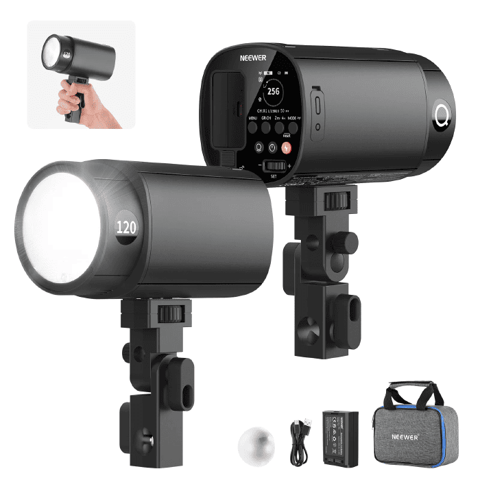 Neewer Q120 được thiết kế theo kiểu pocket strobe với thân đèn compact