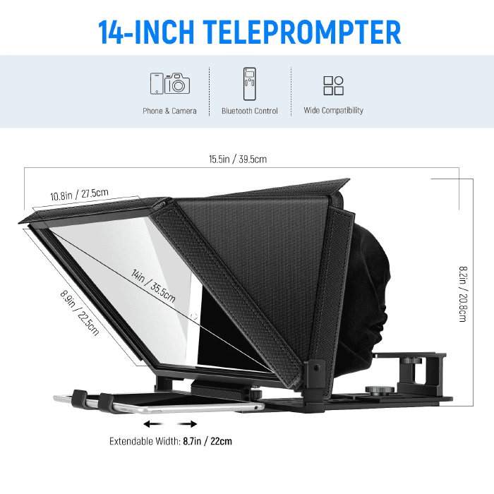 Máy Nhắc Chữ NEEWER X12 được trang bị kính phản chiếu kích thước 14 inch