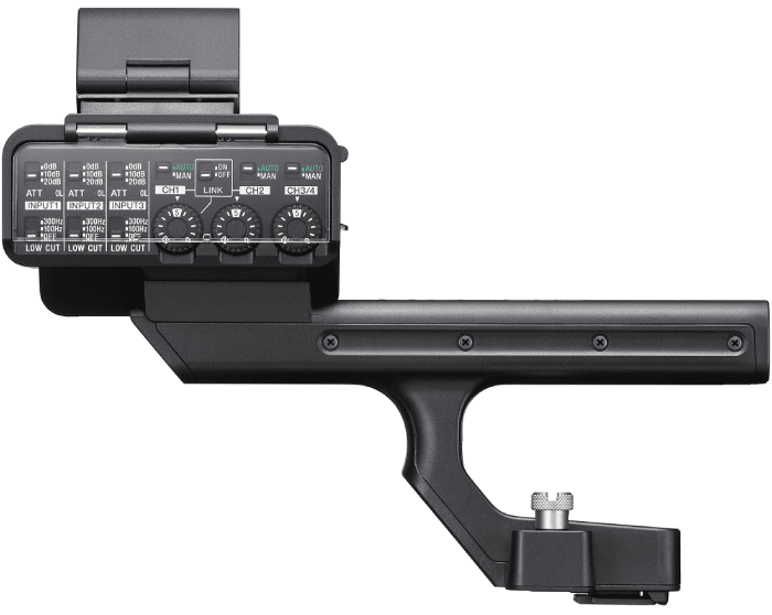 Sony XLR-H2 còn được thiết kế như một tay cầm hỗ trợ thao tác với màu sắc đen đồng bộ cùng Sony FX5