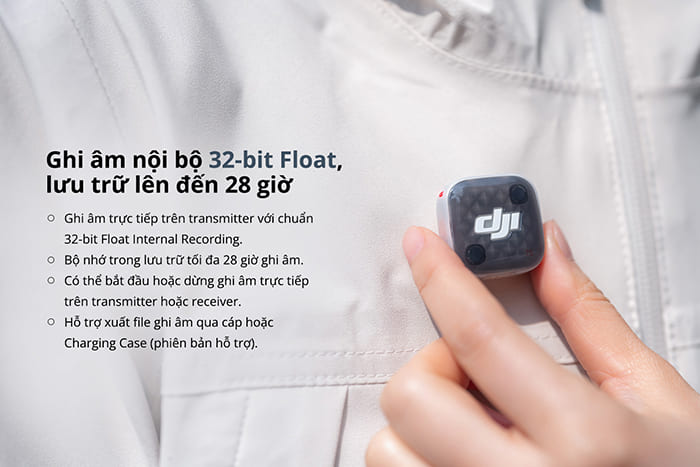 Một trong những nâng cấp đáng chú ý trên DJI Mic Mini 2S là khả năng ghi âm nội bộ với định dạng 32-bit float