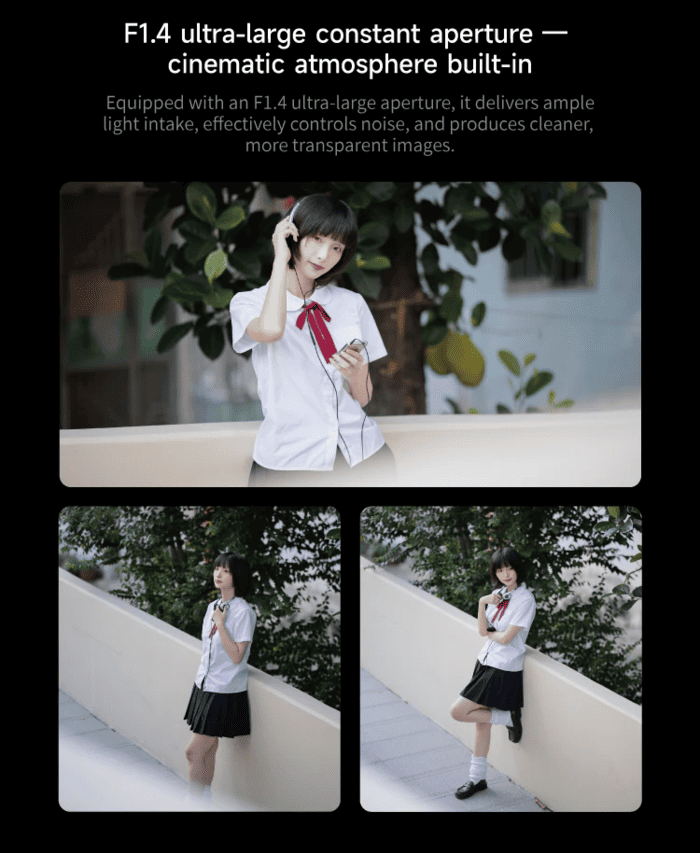 Vistilen AF 85mm F1.4 MIX II STM sở hữu khẩu độ tối đa F1.4
