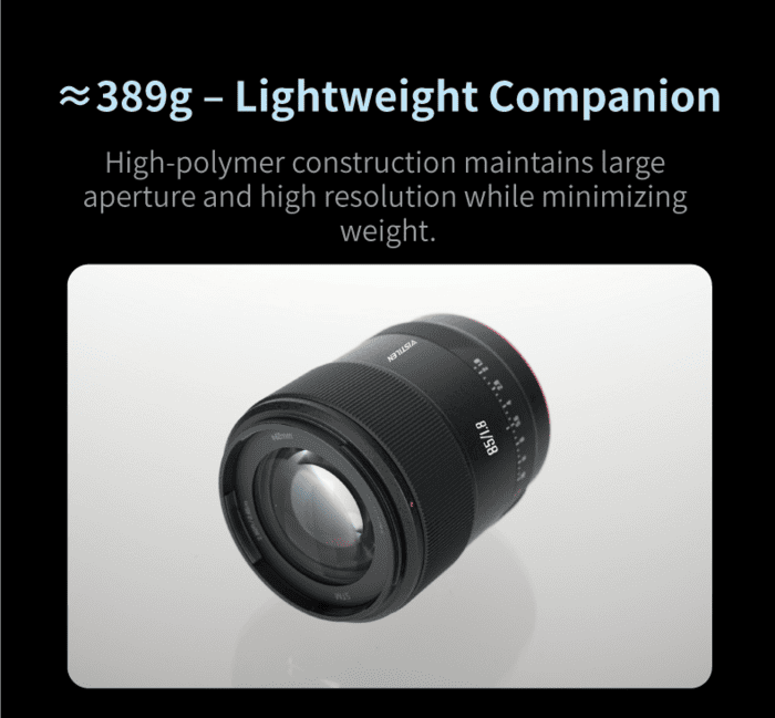 Vistilen AF 85mm F1.8 Pro STM mang đến thiết kế tương đối gọn nhẹ so với một ống kính chân dung khẩu lớn