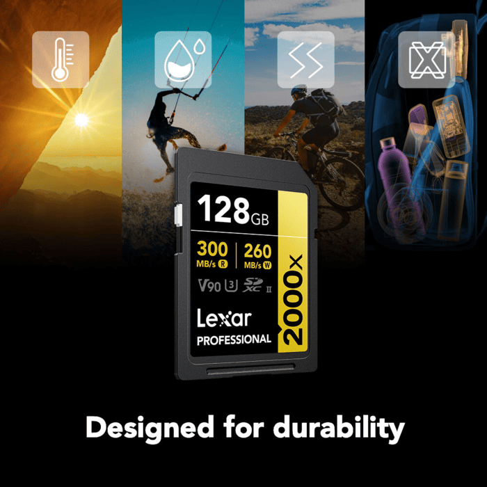 Lexar Professional 2000x SDXC UHS-II V90 còn được thiết kế để sử dụng trong nhiều môi trường khác nhau