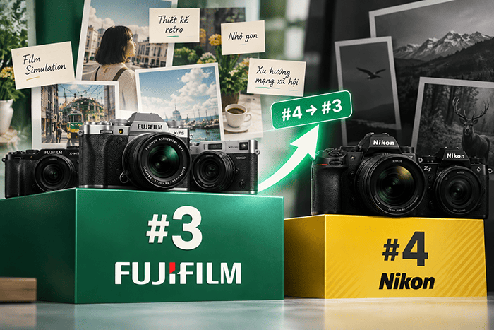 Việc Fujifilm vươn lên vị trí thứ 3 cho thấy sức hút ngày càng lớn của hãng trên thị trường máy ảnh số