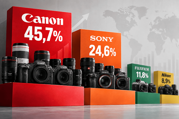 Dù Fujifilm đã vươn lên vị trí thứ 3, khoảng cách với hai vị trí dẫn đầu vẫn còn đáng kể