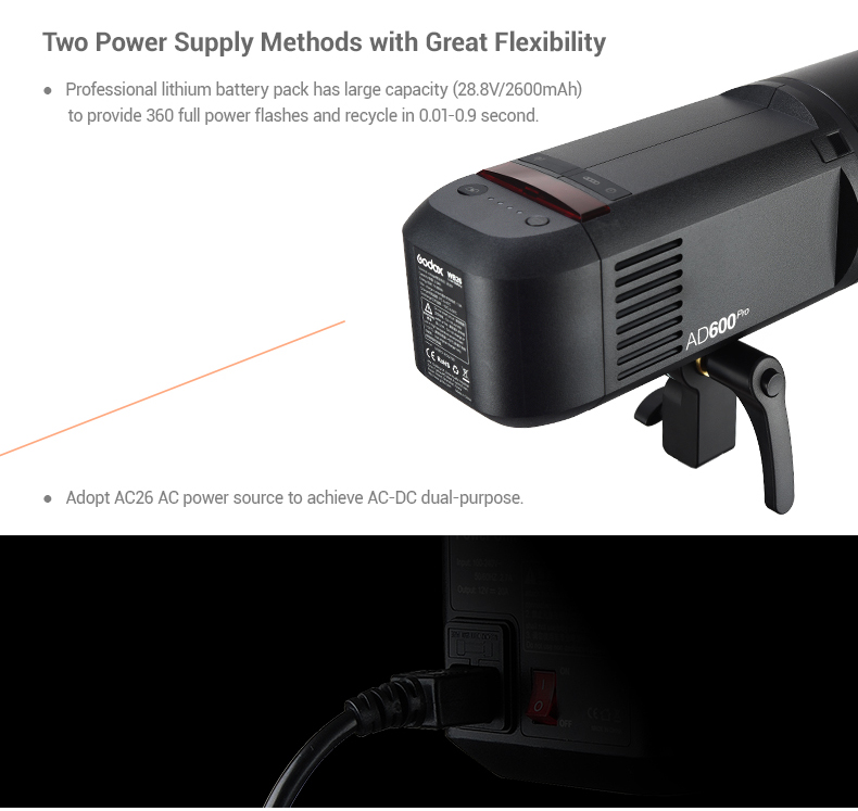 Chargeur Godox C26 Pour Flash AD600 Pro - 18W, USB, Noir
