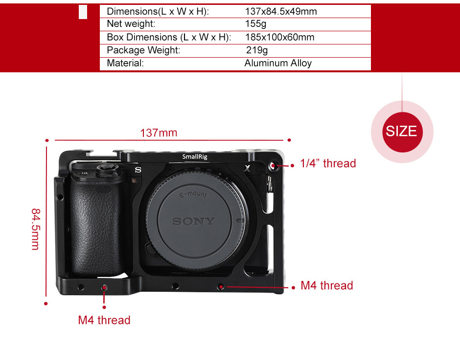 Khung SmallRig Camera Cage 1661 cho Sony A6000/A6300/A6500/NEX7 | Cage ...