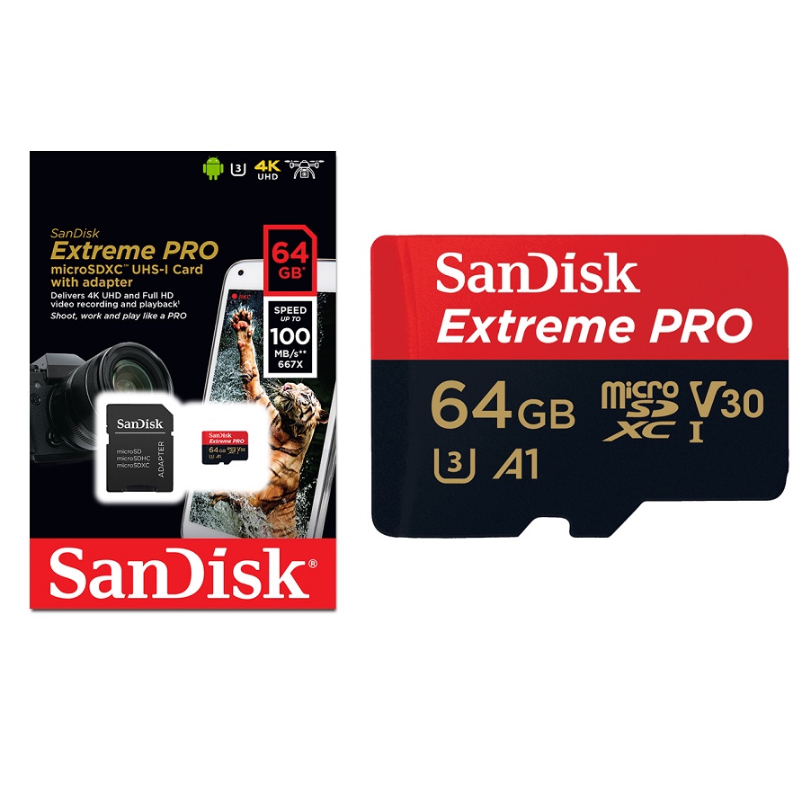 Thẻ nhớ Micro SD SanDisk Extreme Pro 64gb, 667x, 100Mb/s