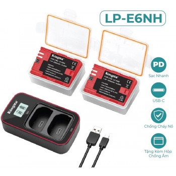 Bộ Pin Kingma LP-E6NH Sạc LCD viền đỏ, Mới 100%