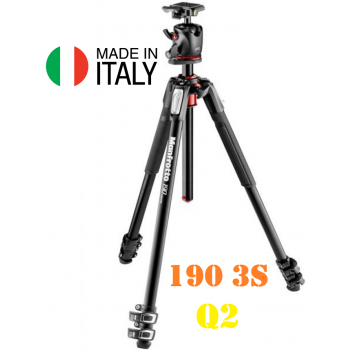 Chân máy ảnh Manfrotto 190 ALU 3-S Kit Ball Head Q2, Mới 100% (Chính hãng)
