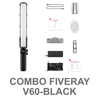 Combo đèn Led Zhiyun Fiveray V60, Mới 100% (Chính Hãng) - Black