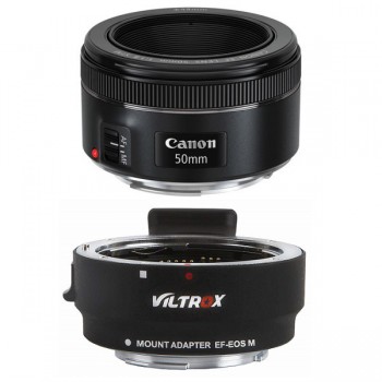 Canon EF 50mm f/1.8 STM (Chính hãng Lê Bảo Minh) + Ngàm chuyển Viltrox EF-EOS M Cho Canon EOS M Series, Mới 100% 