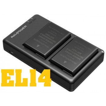 Bộ 2 Pin + 1 Sạc RAVPower EN-EL14 for Nikon D3100, D3200, D3300, D3400, D5100, D5200, D5300, D5500, D5600,......