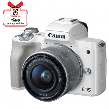 Canon EOS M50 + 15-45mm (Màu trắng), Mới 100% (Chính hãng) - Tặng kèm máy in Canon PV123