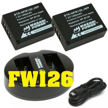 Bộ pin sạc Wasabi NP-W126 cho Fujifilm X-A1, X-A2, X-E1, X-E2, X-E2s, X-M1, X-Pro1, X-Pro 2, X-T1, X-T10, HS30ERX, HS33EXR, HS50EXR